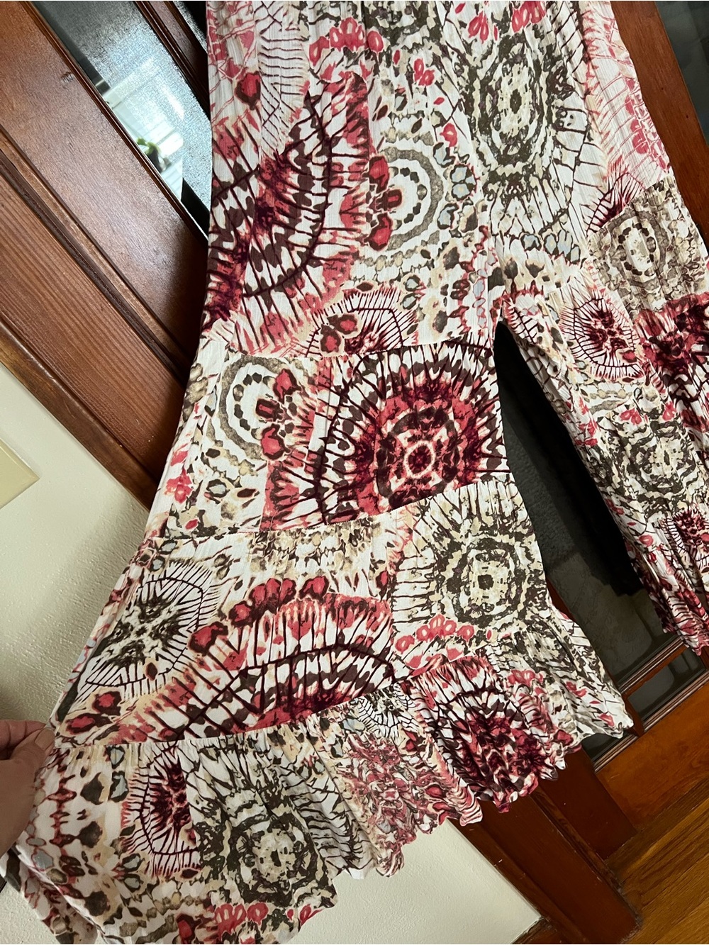 Boho Festival Wide-Leg Flowy Palazzo Pants in Tie Dye Print